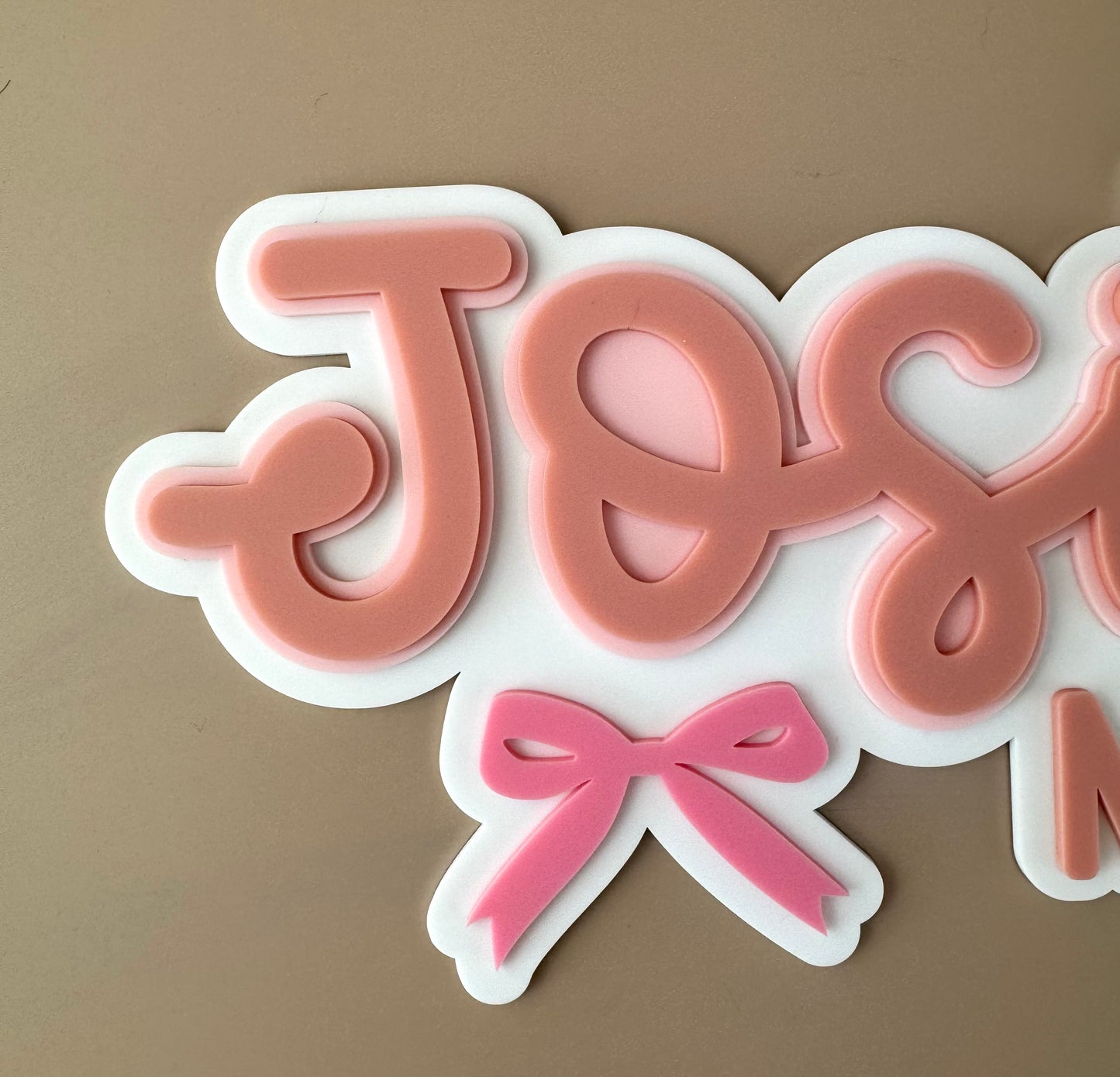 Custom Name Sign Detailed | Triple layered acrylic name plaque - Bows