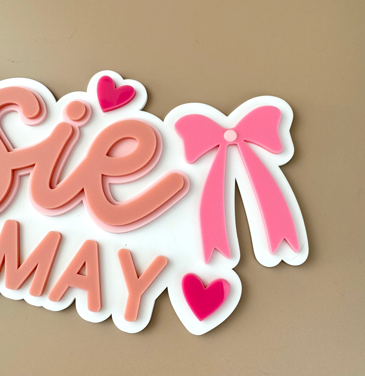 Custom Name Sign Detailed | Triple layered acrylic name plaque - Bows