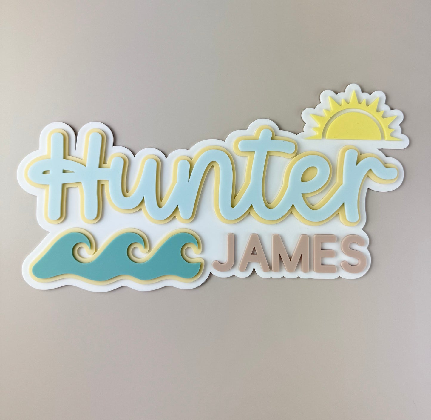 Custom Name Sign Detailed | Triple layered acrylic name plaque - Waves