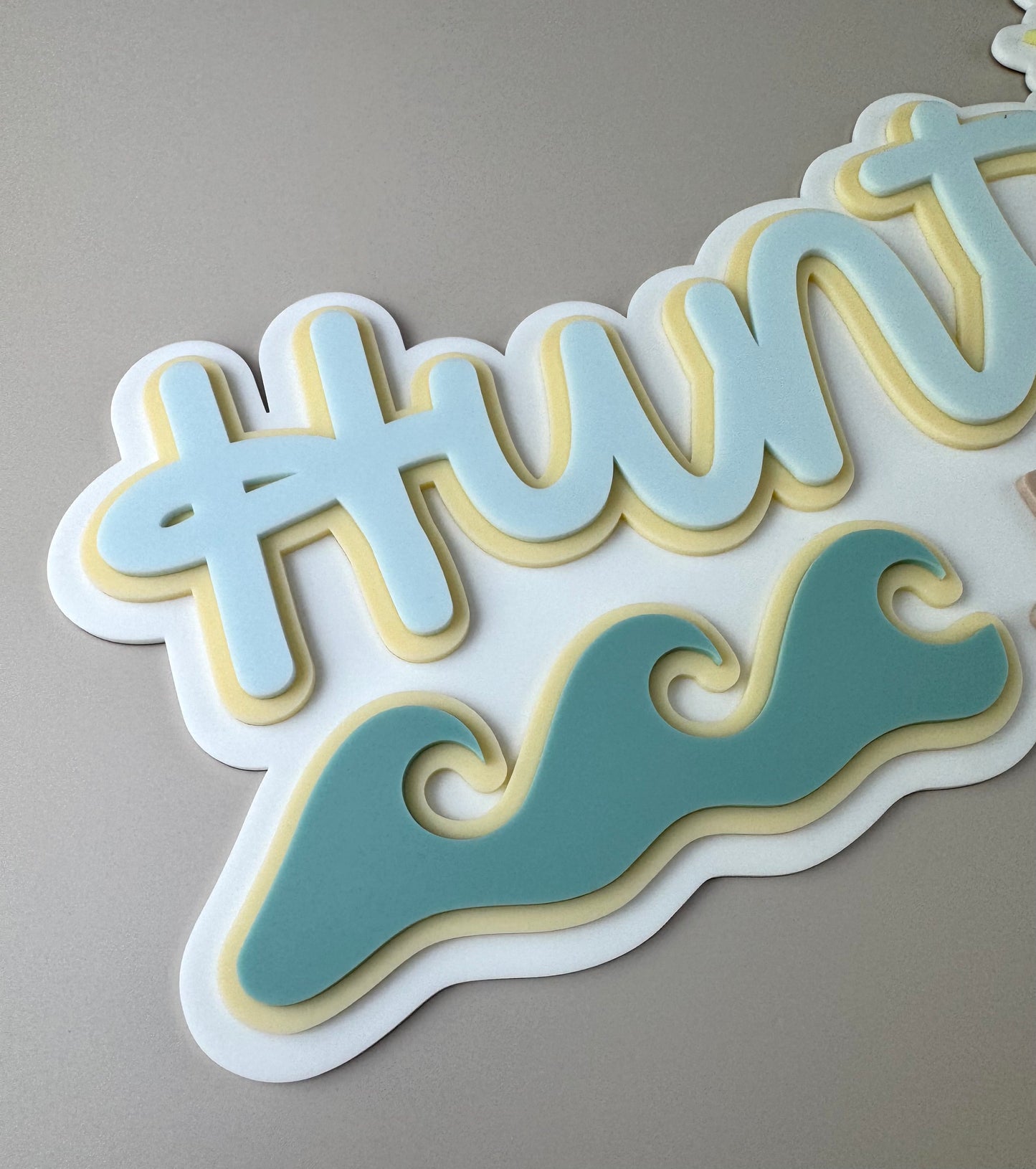 Custom Name Sign Detailed | Triple layered acrylic name plaque - Waves