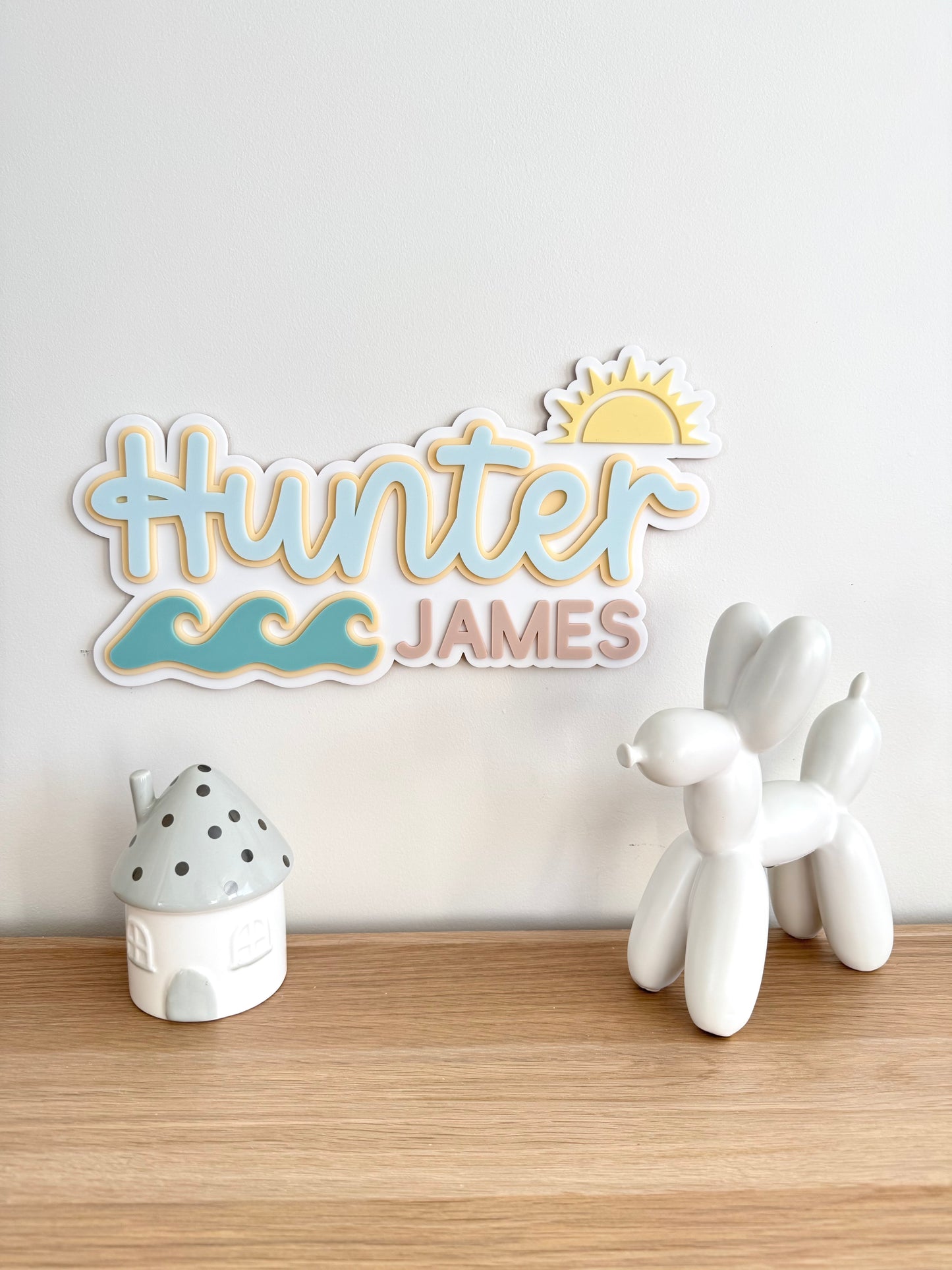 Custom Name Sign Detailed | Triple layered acrylic name plaque - Waves
