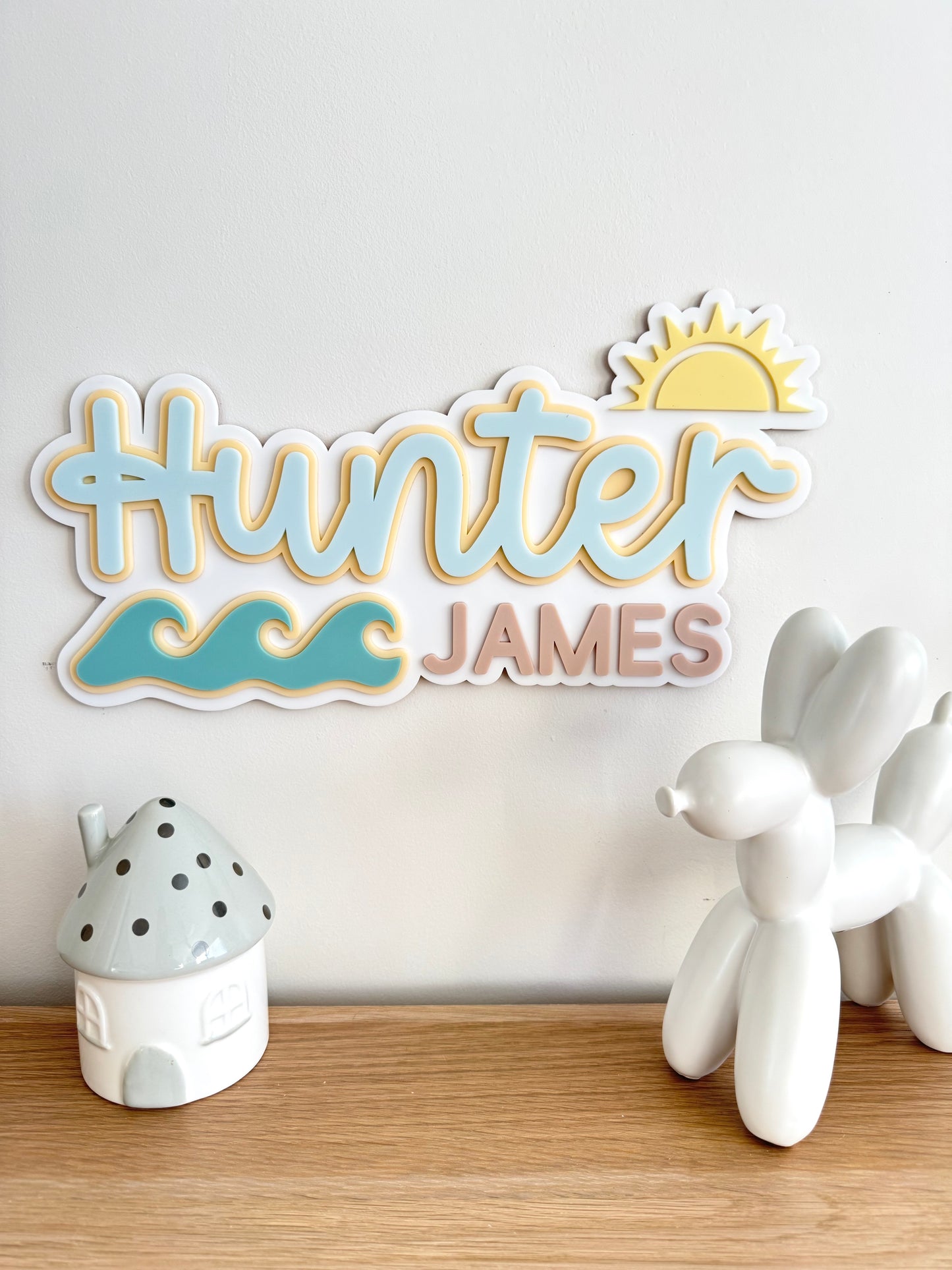 Custom Name Sign Detailed | Triple layered acrylic name plaque - Waves