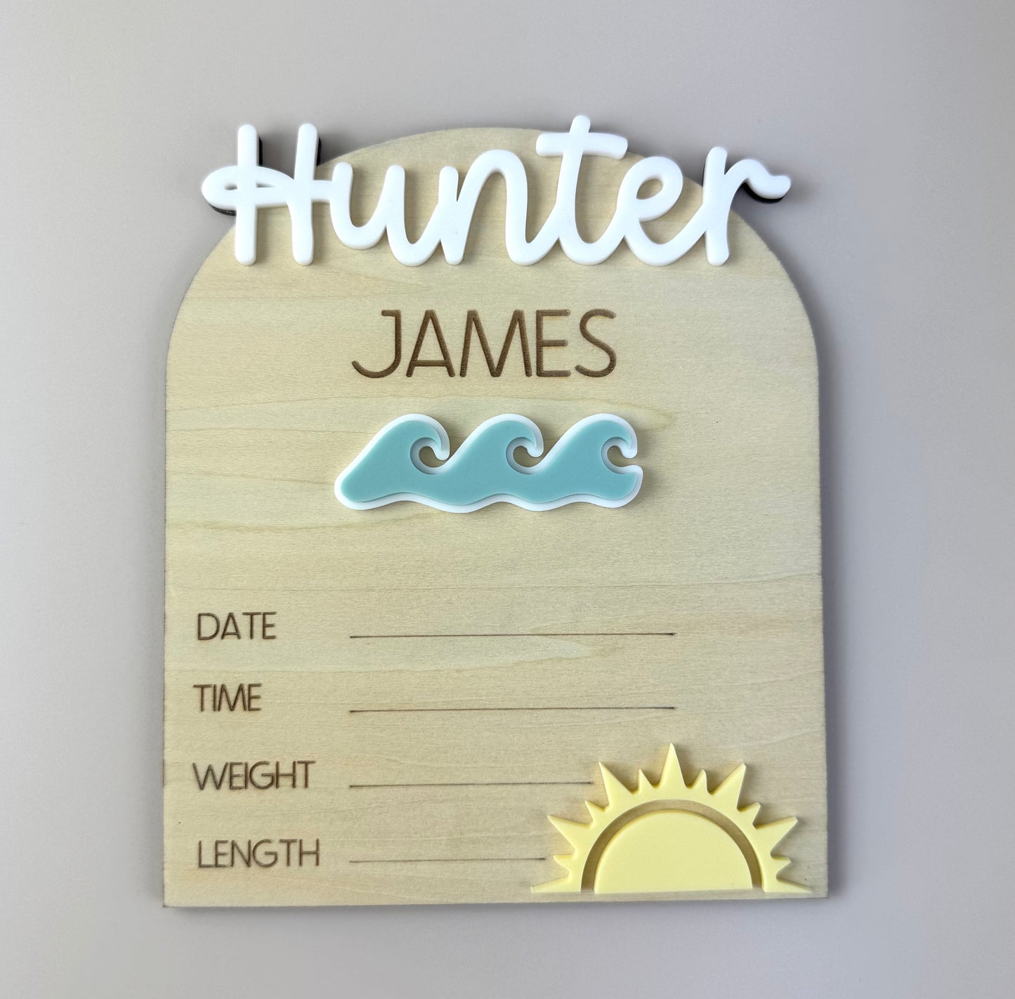 Custom Birth Announcement Plaque - Waves