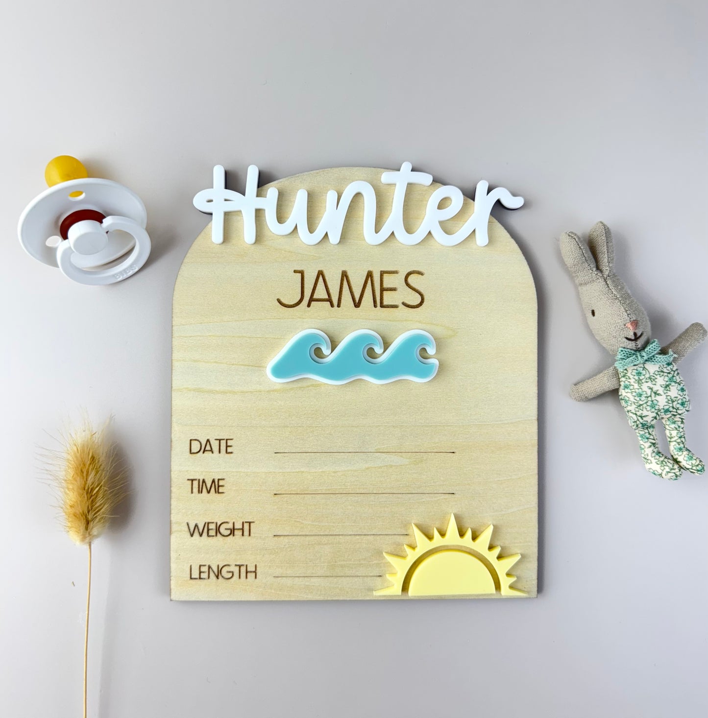 Custom Birth Announcement Plaque - Waves