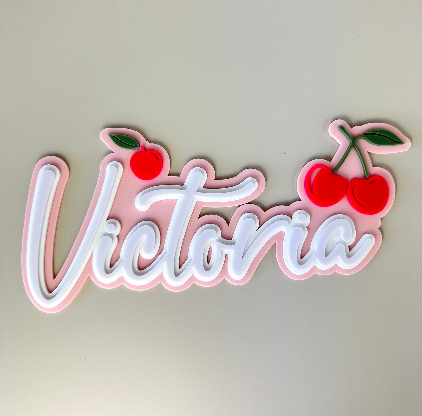 Custom Name Sign Detailed | Triple layered acrylic name plaque - Cherries