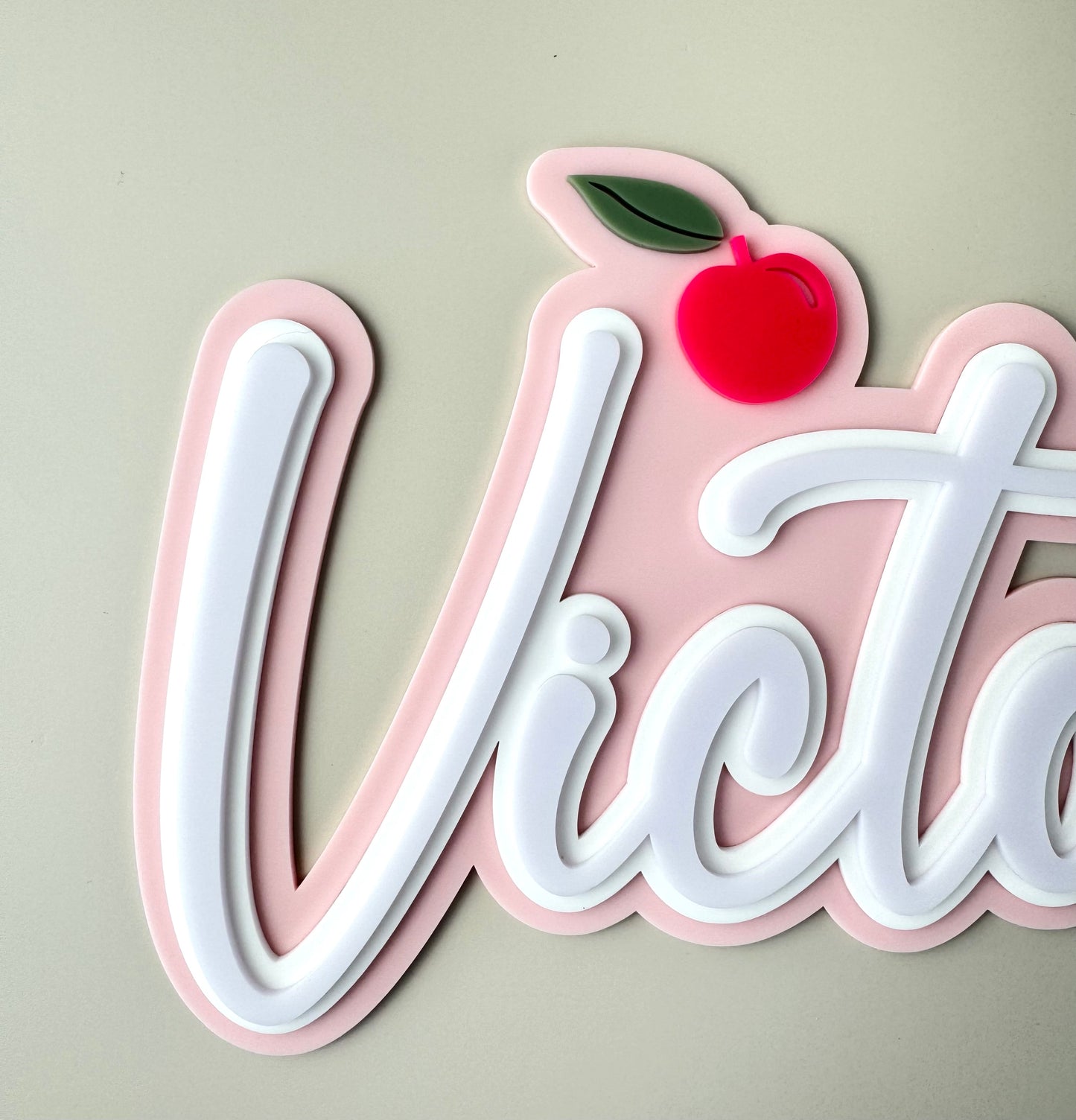 Custom Name Sign Detailed | Triple layered acrylic name plaque - Cherries