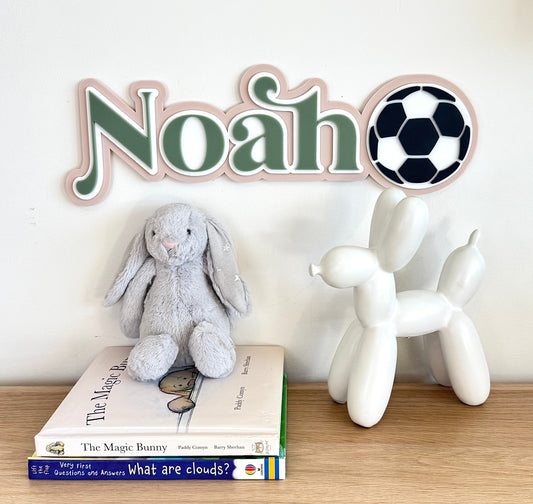 Custom Name Sign Detailed | Triple layered acrylic name plaque - Soccer