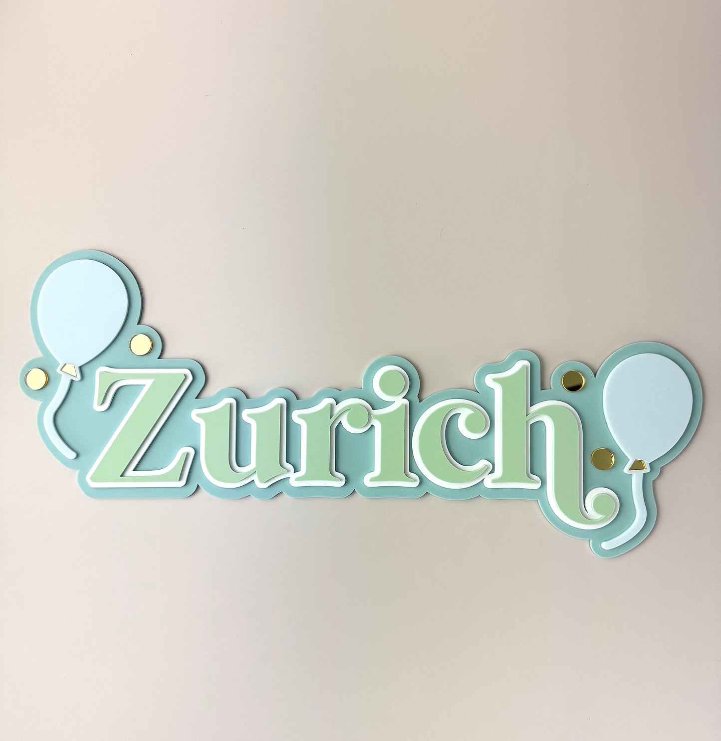 Custom Name Sign Detailed | Triple layered acrylic name plaque - Balloons