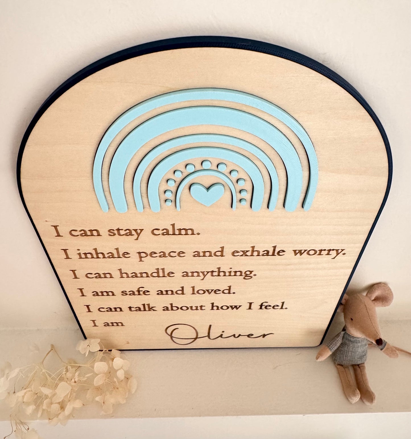 Custom Anxiety Affirmation Rainbow Sign - Blue