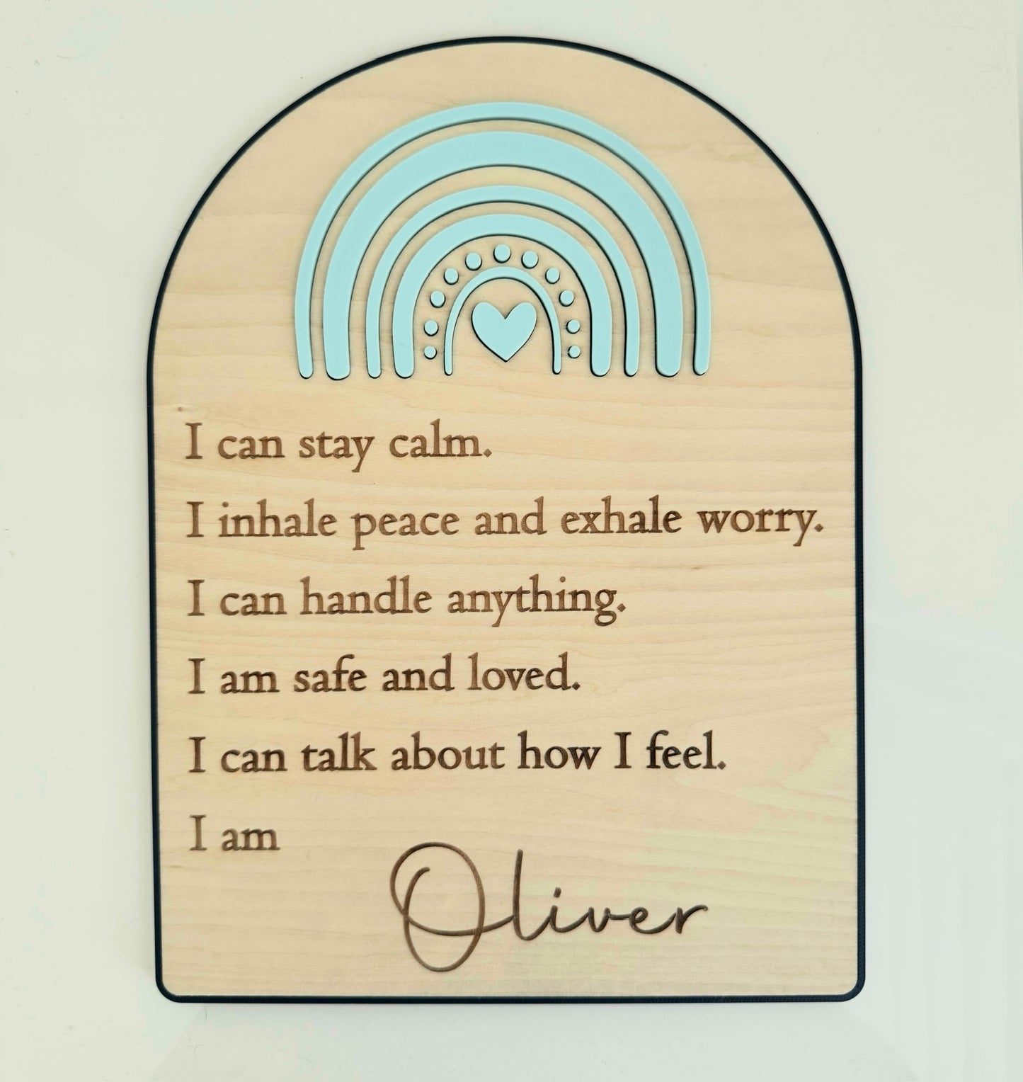 Custom Anxiety Affirmation Rainbow Sign - Blue