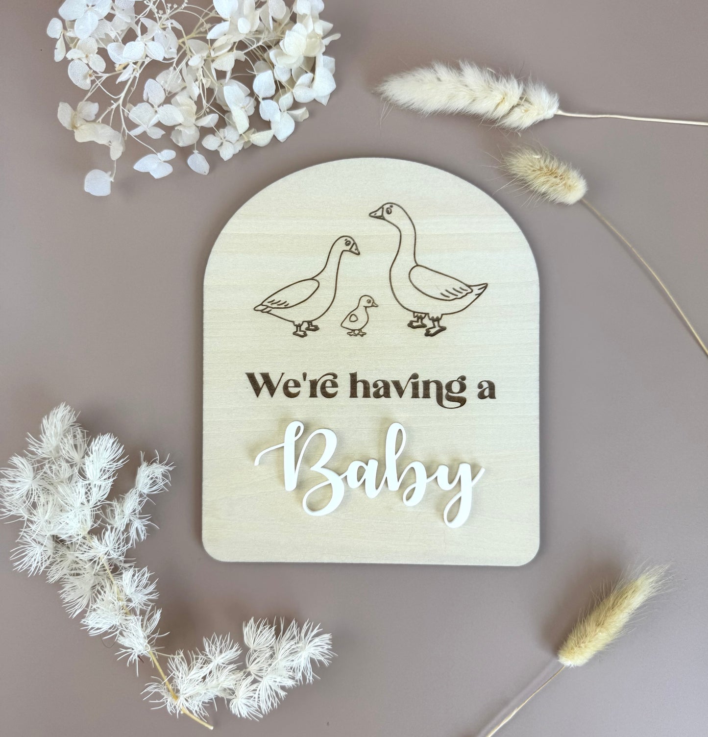 We're having a baby - Cute Geese - Pregnancy Announcement Plaque