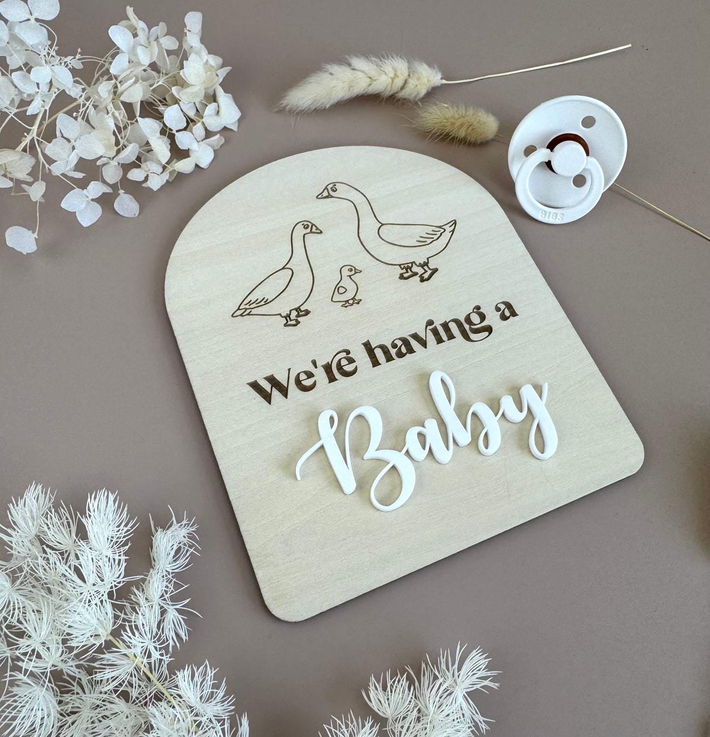 We're having a baby - Cute Geese - Pregnancy Announcement Plaque