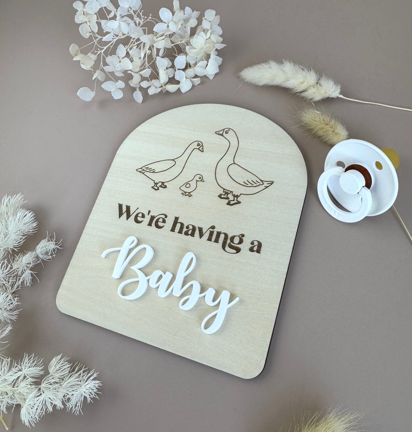We're having a baby - Cute Geese - Pregnancy Announcement Plaque