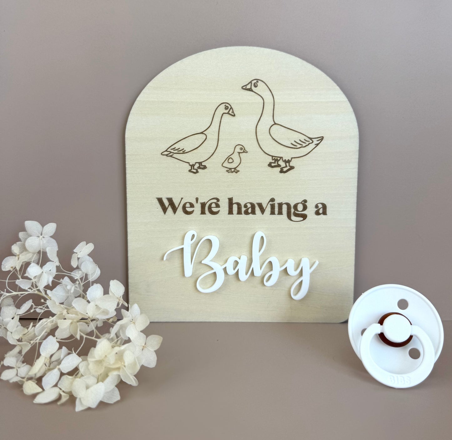 We're having a baby - Cute Geese - Pregnancy Announcement Plaque