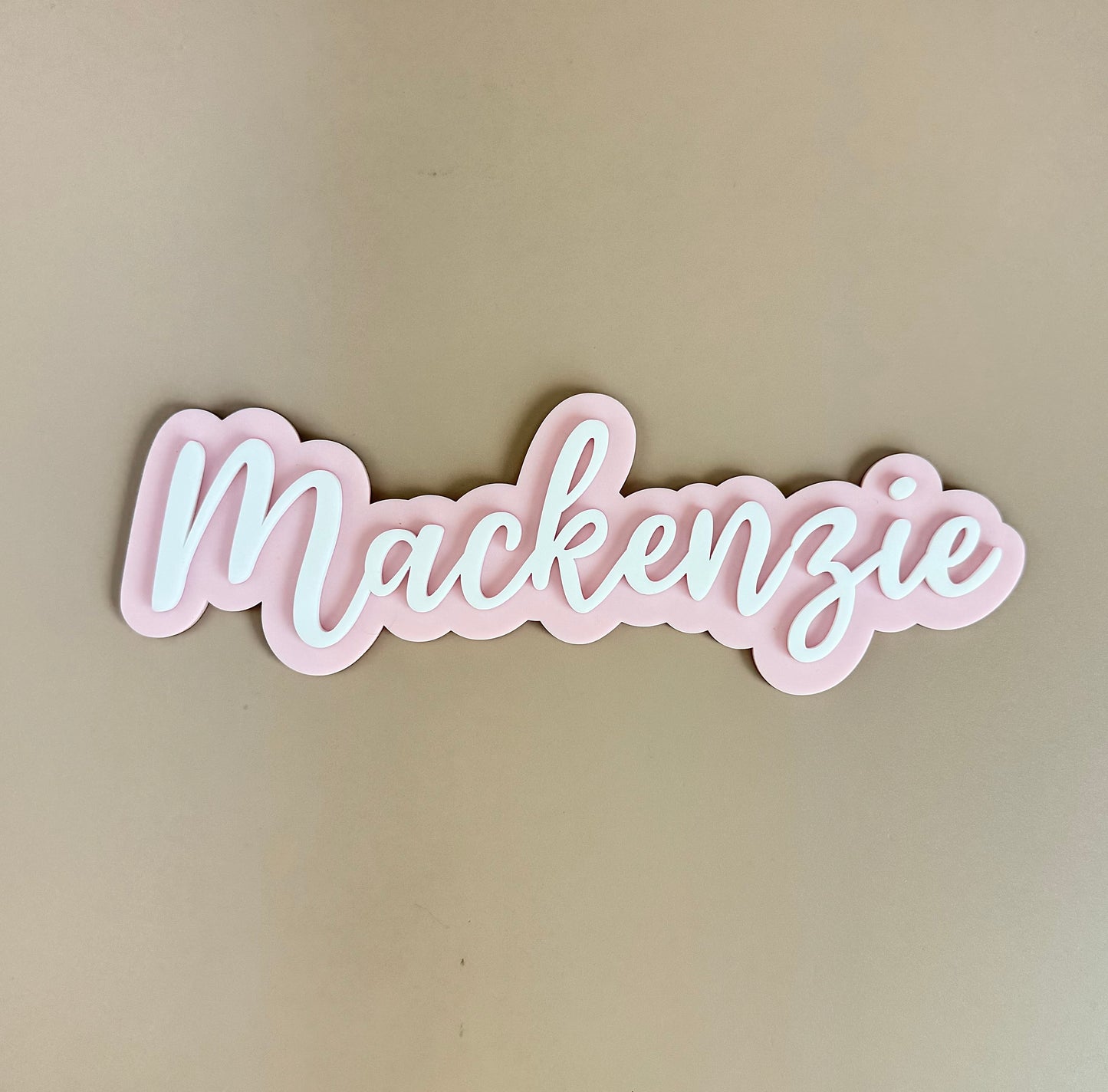 Custom Name Sign Simple | Two Layered acrylic name plaque - Light Pink & White