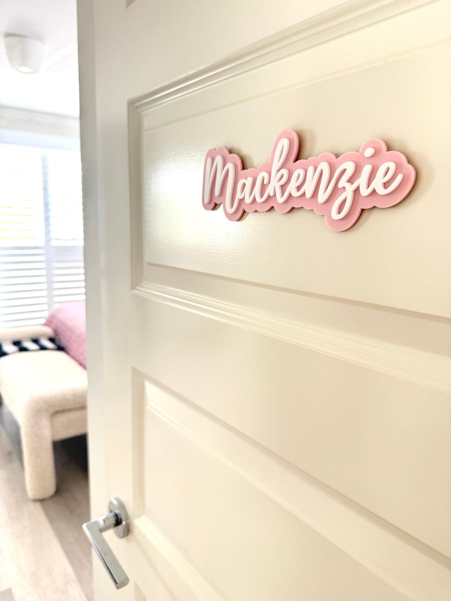 Custom Name Sign Simple | Two Layered acrylic name plaque - Light Pink & White