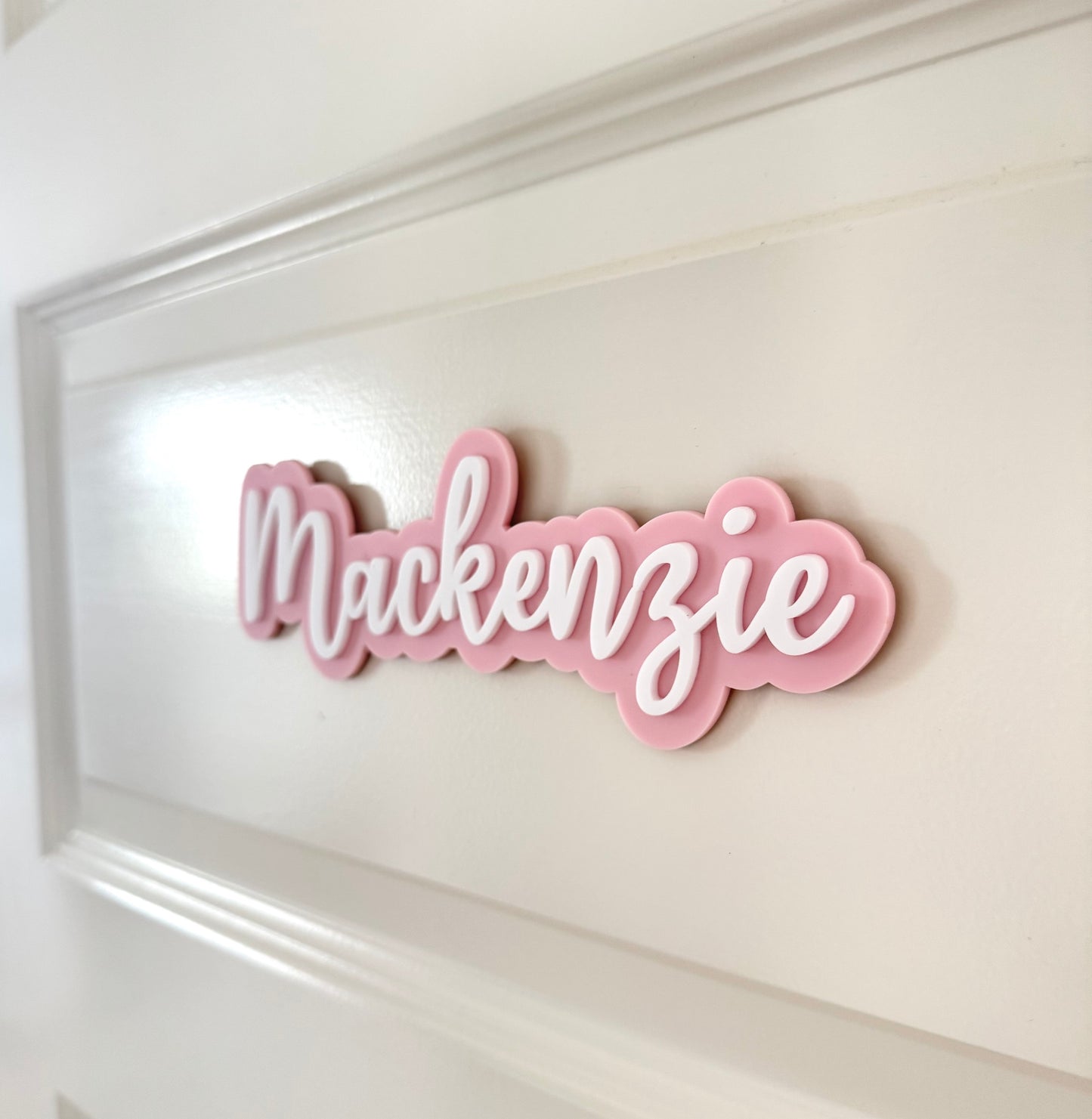 Custom Name Sign Simple | Two Layered acrylic name plaque - Light Pink & White
