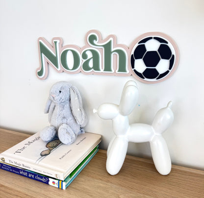 Custom Name Sign Detailed | Triple layered acrylic name plaque - Soccer