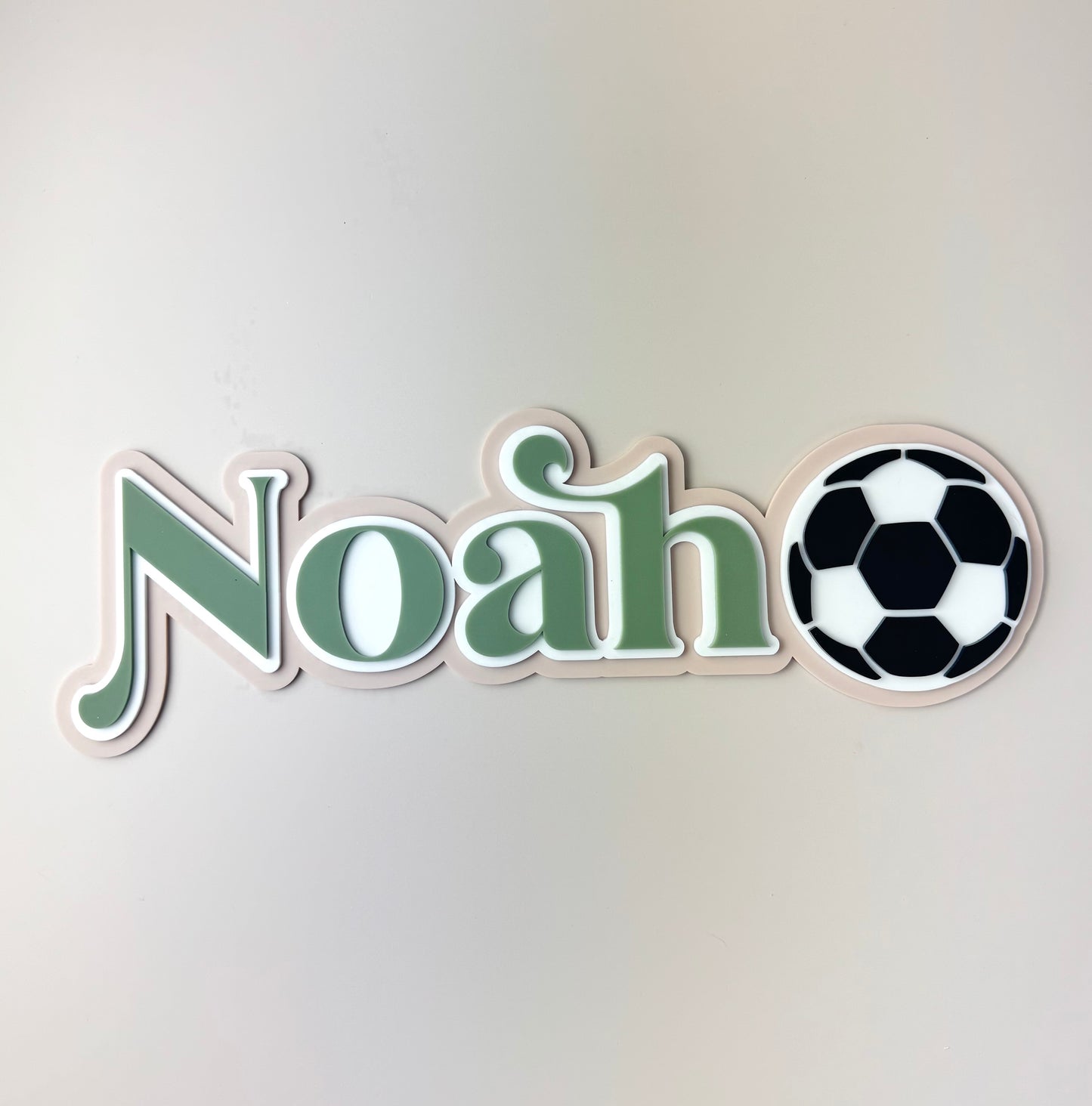 Custom Name Sign Detailed | Triple layered acrylic name plaque - Soccer