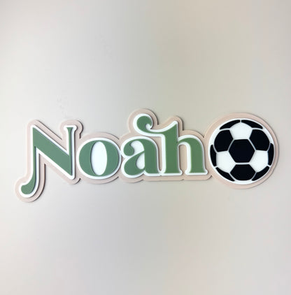 Custom Name Sign Detailed | Triple layered acrylic name plaque - Soccer