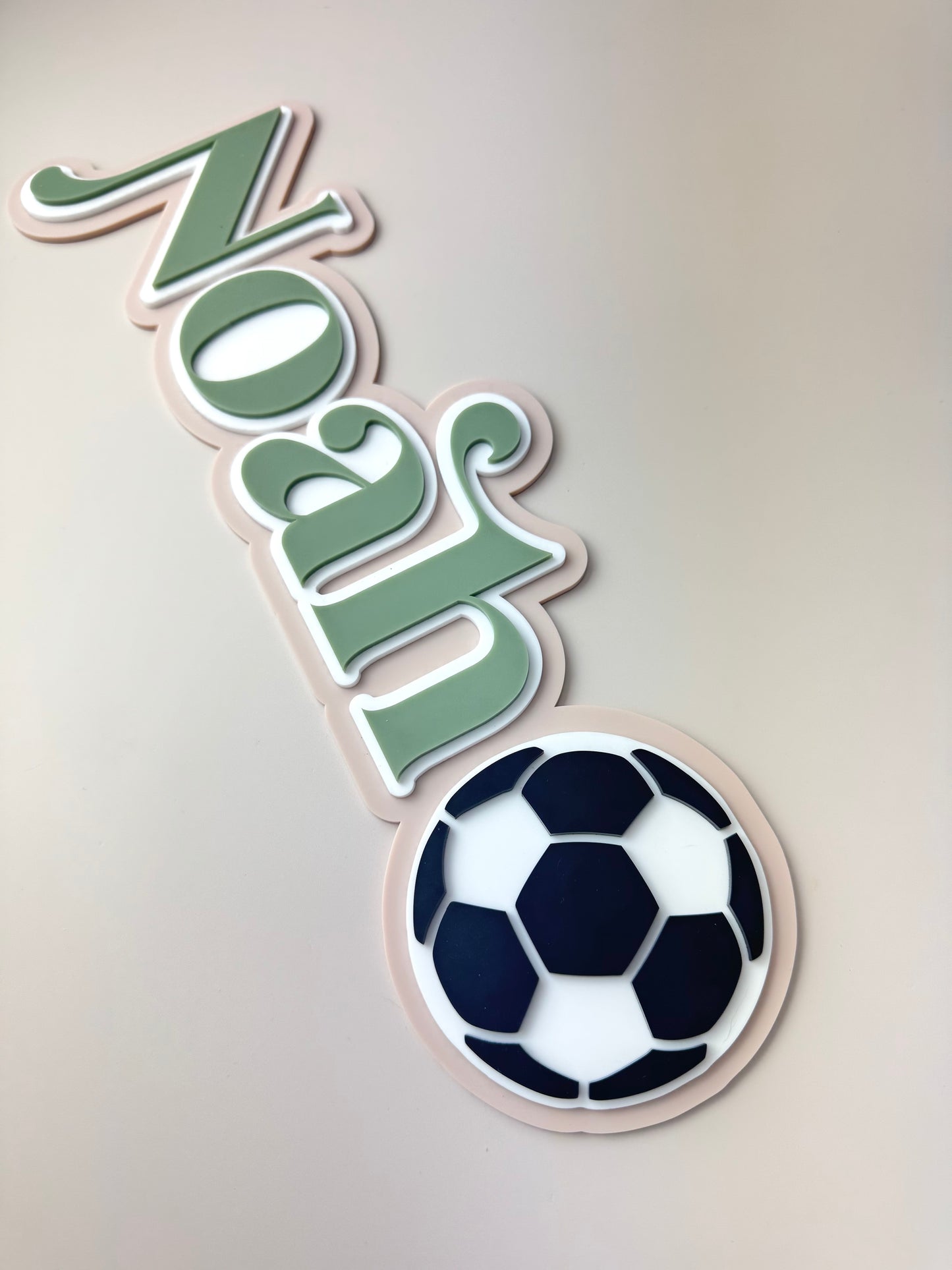 Custom Name Sign Detailed | Triple layered acrylic name plaque - Soccer