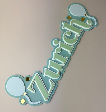 Custom Name Sign Detailed | Triple layered acrylic name plaque - Balloons