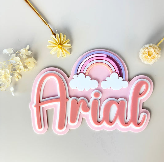 Custom Name Sign Detailed | Triple layered acrylic name plaque - Rainbow