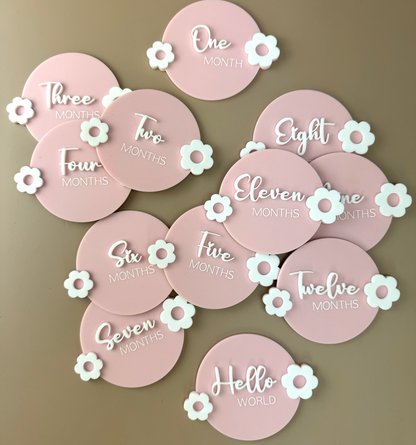 Flower Pink Milestone Disc Set