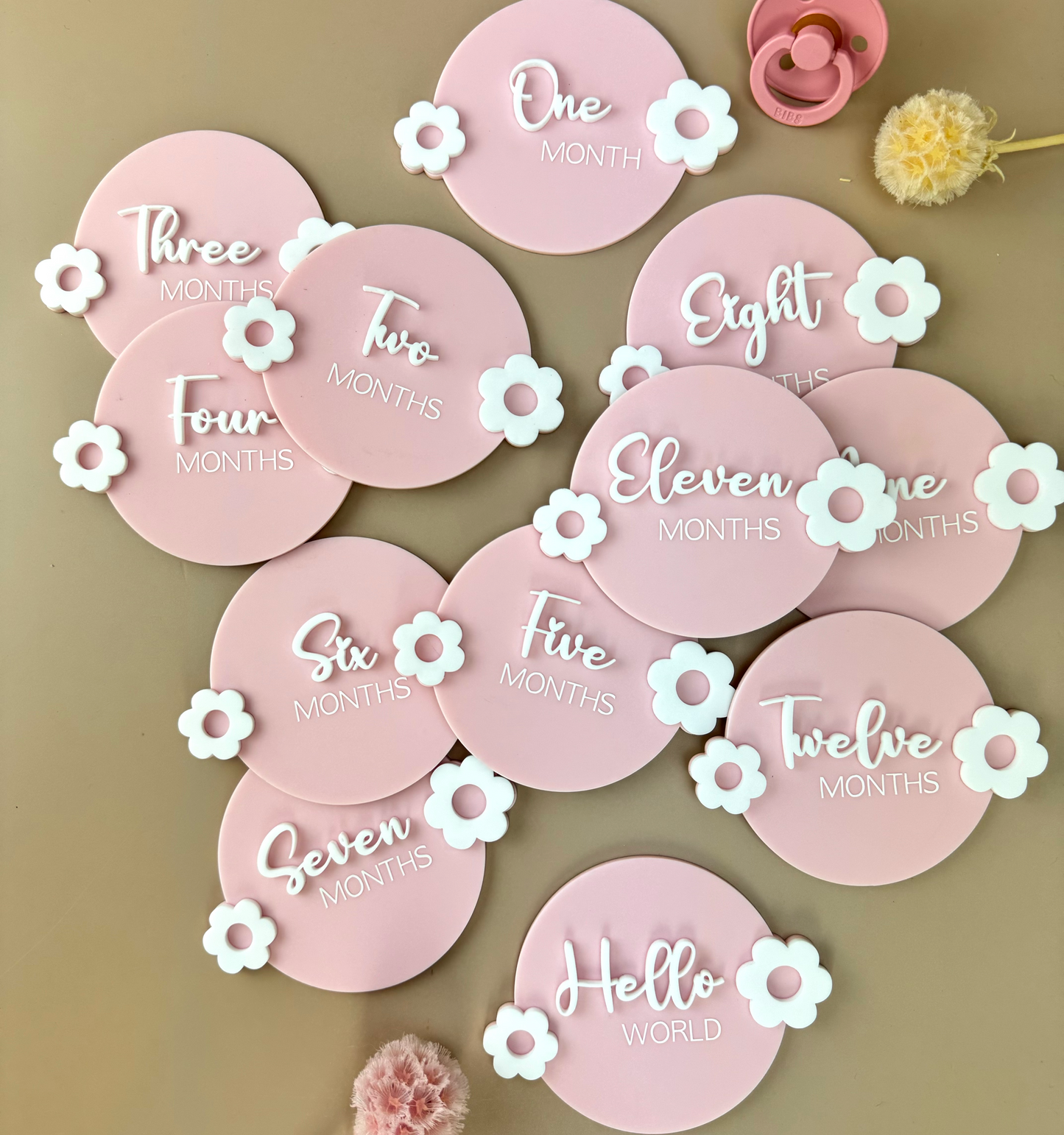 Flower Pink Milestone Disc Set