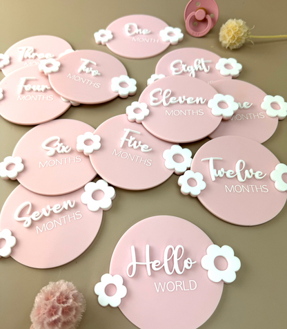 Flower Pink Milestone Disc Set