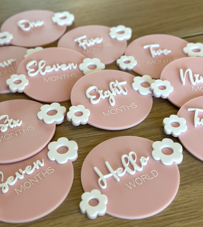 Flower Pink Milestone Disc Set