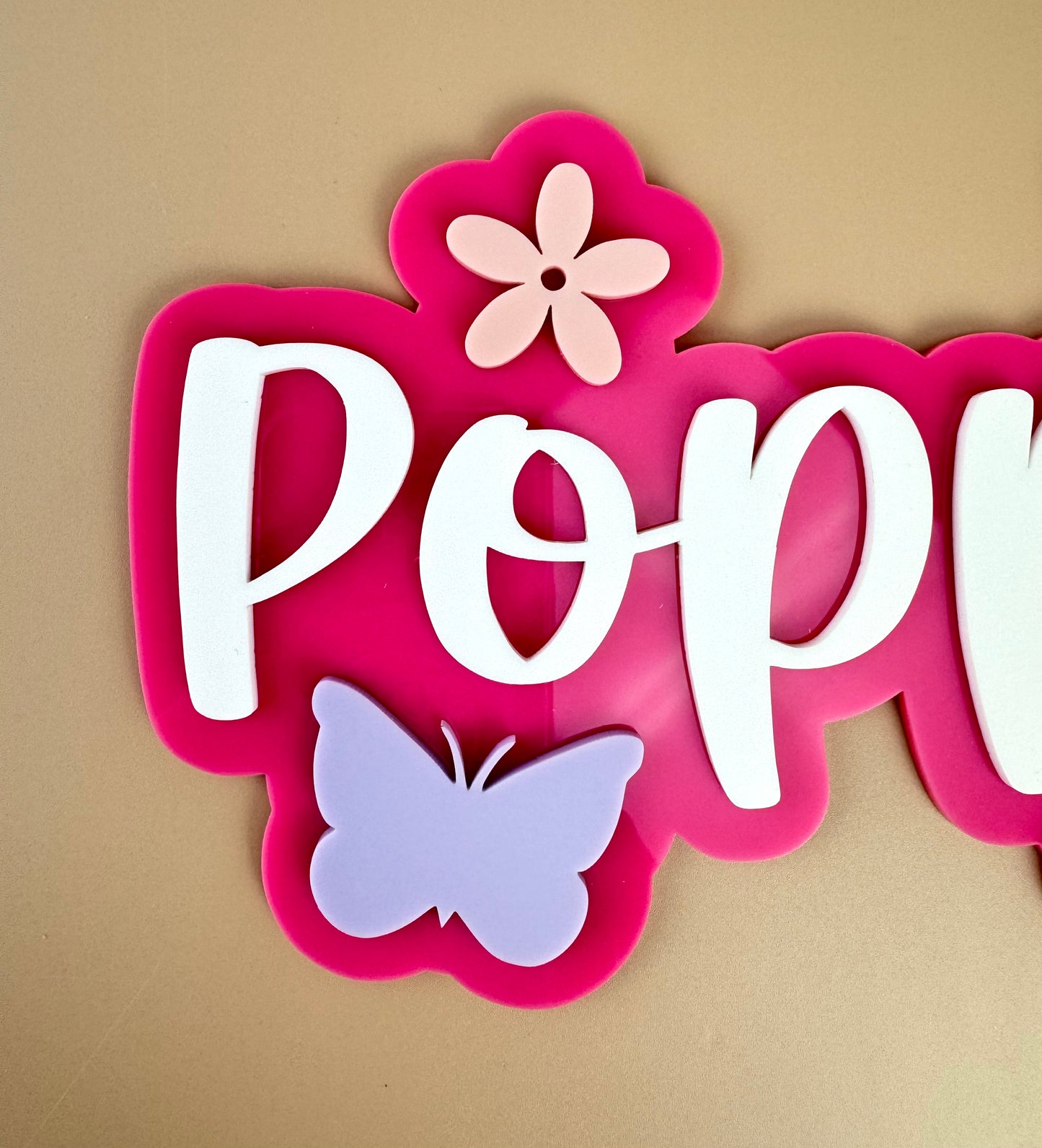 Custom Name Sign Detailed | Layered acrylic name plaque -Butterfly Garden