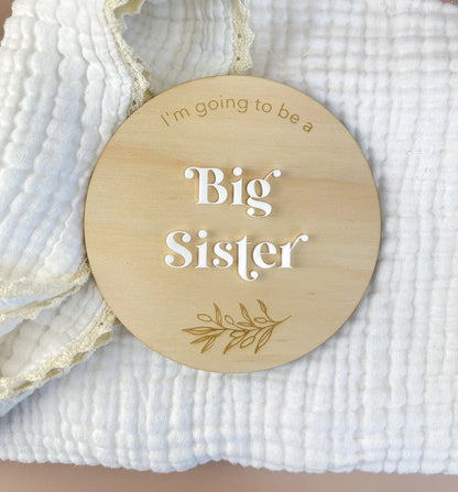 I'm going to be a big sister - white acrylic -Pregnancy Announcement Plaque