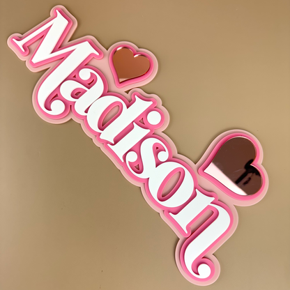 Custom Name Sign Detailed | Layered acrylic name plaque - Hearts