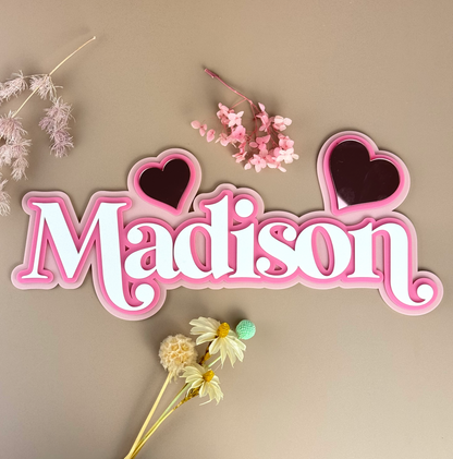 Custom Name Sign Detailed | Layered acrylic name plaque - Hearts