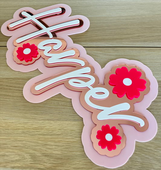 Custom Name Sign Detailed | Layered acrylic name plaque -Floralscape