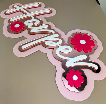 Custom Name Sign Detailed | Layered acrylic name plaque -Floralscape