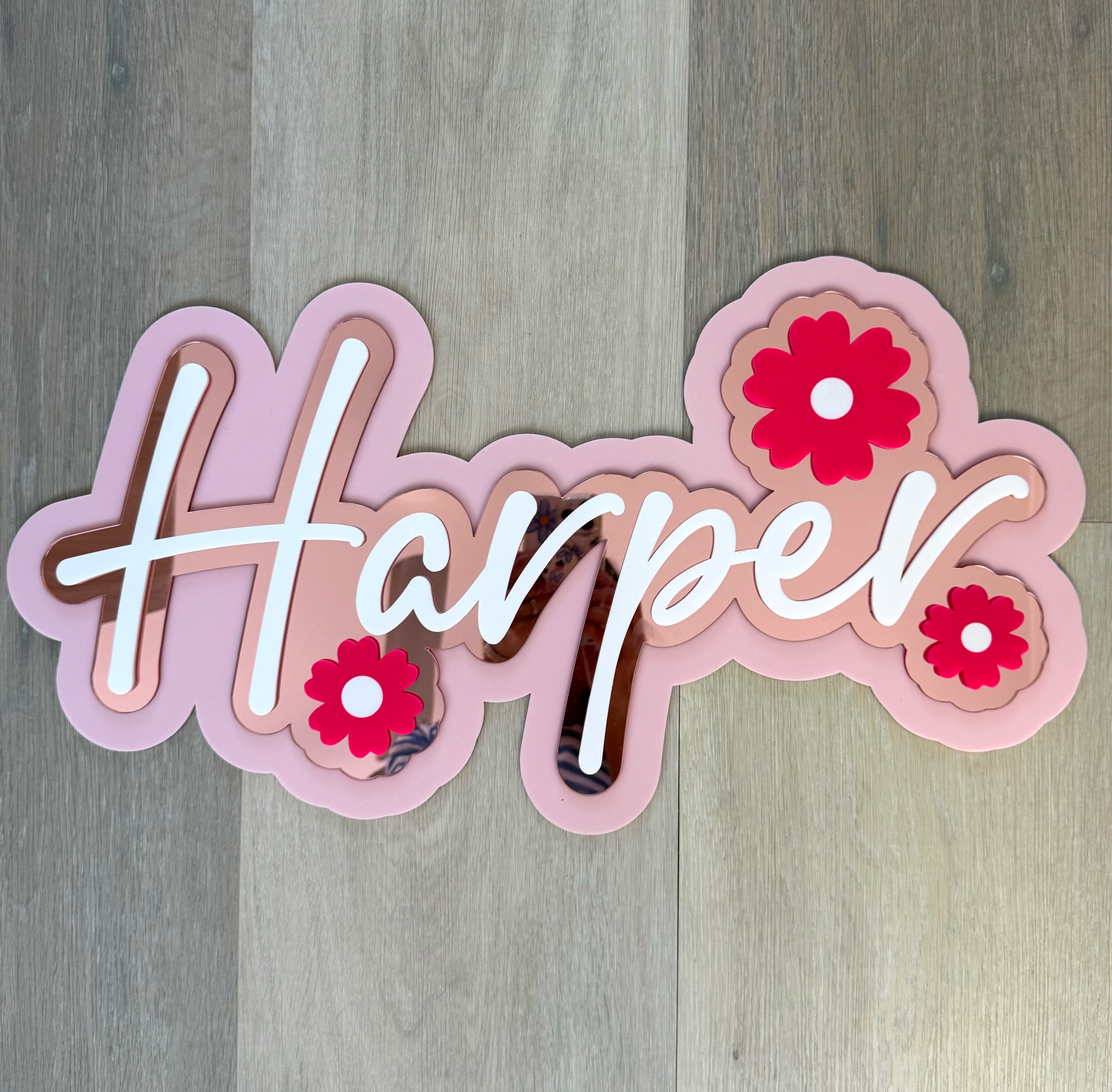 Custom Name Sign Detailed | Layered acrylic name plaque -Floralscape