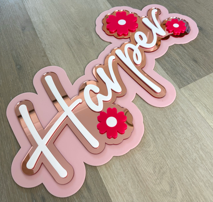 Custom Name Sign Detailed | Layered acrylic name plaque -Floralscape