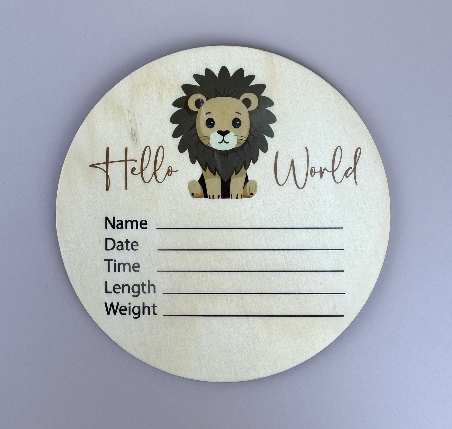 Hello World - Lion - Announcement Plaque