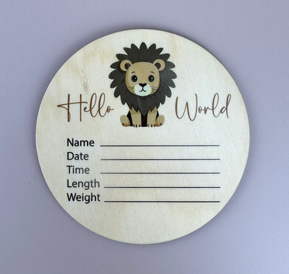 Hello World - Lion - Announcement Plaque