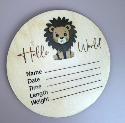 Hello World - Lion - Announcement Plaque