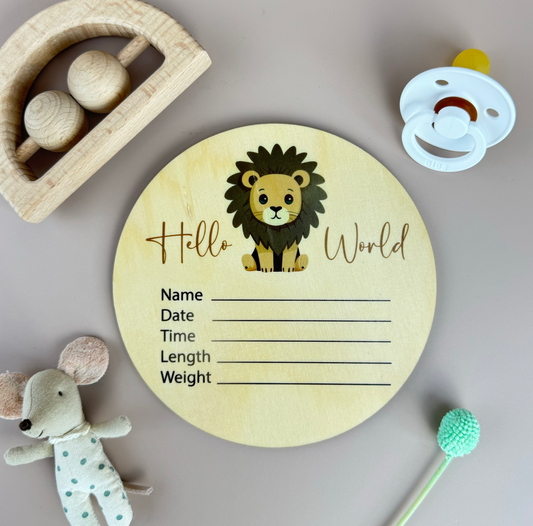 Hello World - Lion - Announcement Plaque