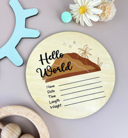 Hello World - Neutral Mountains - Announcement Plaque