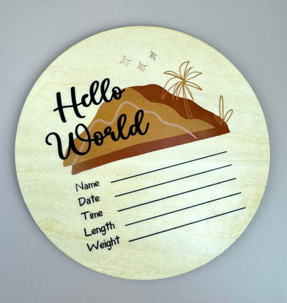 Hello World - Neutral Mountains - Announcement Plaque