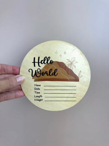 Hello World - Neutral Mountains - Announcement Plaque