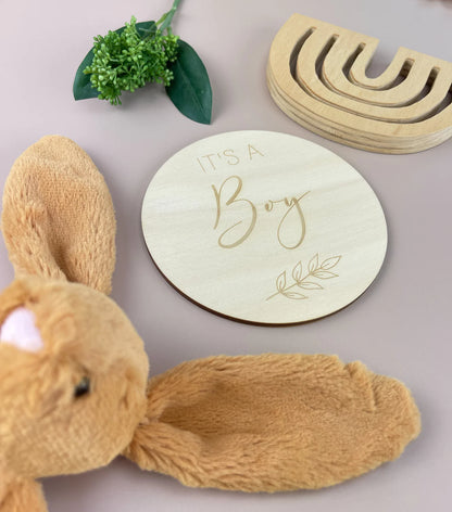 It's a Boy - Leafy - Annoucement Plaque