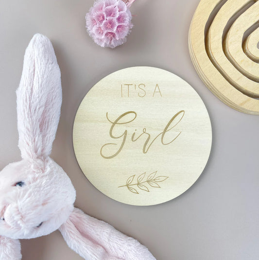 It's a Girl - Leafy - Announcement Plaque