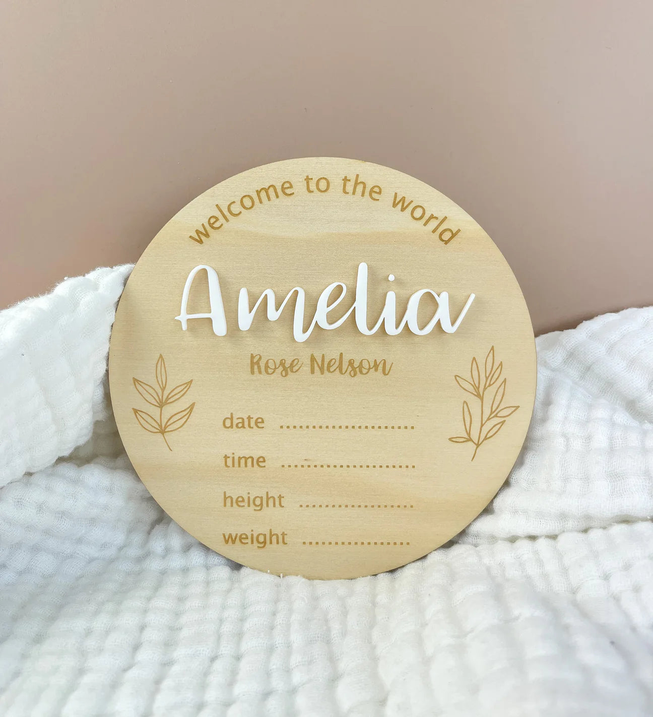 Welcome to the World - Personalised - White acrylic