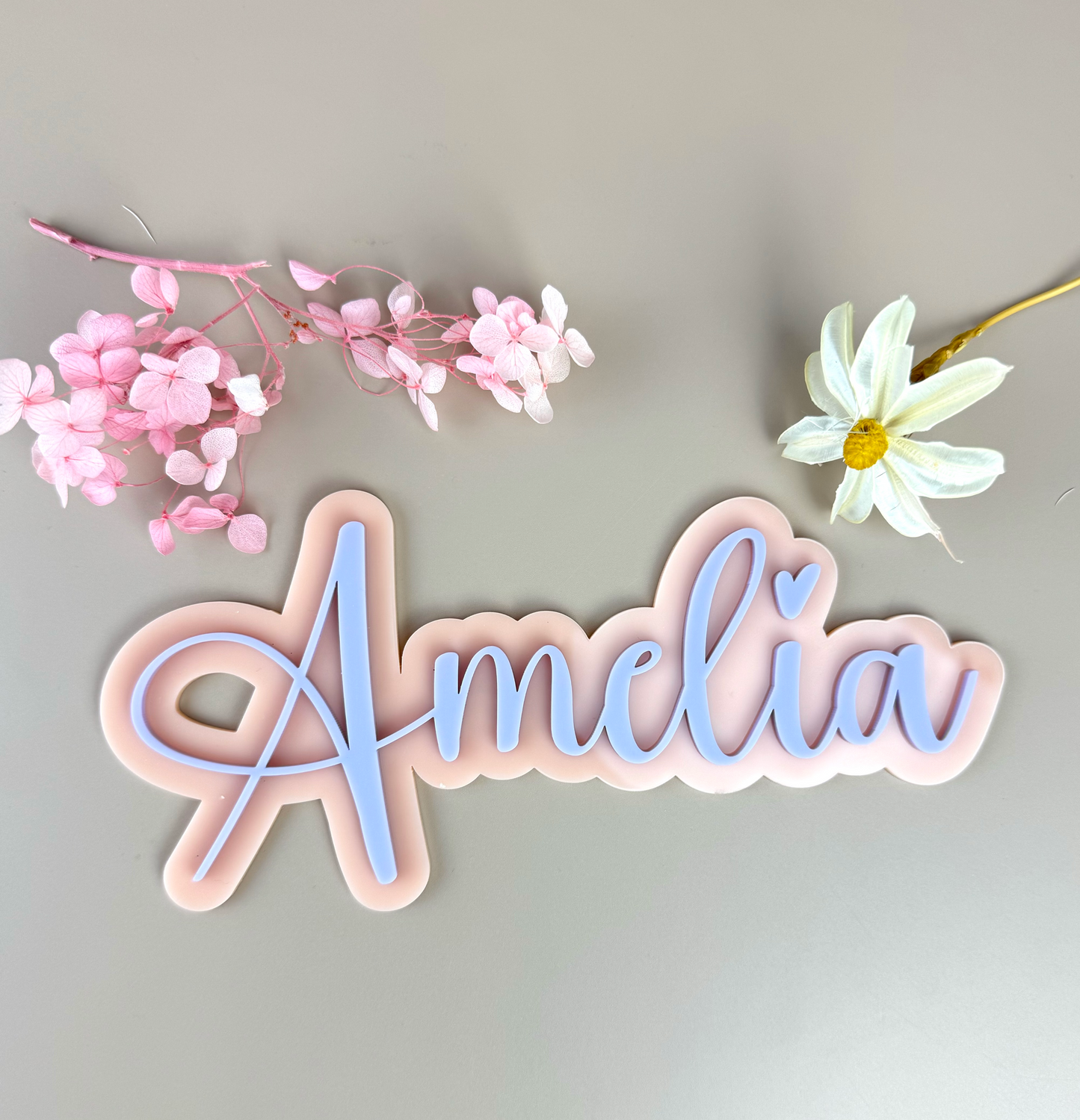 Custom Name Sign Simple | Two Layered acrylic name plaque - Pastel Pink + Lilac